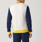 Color Block Pullover // Ecru + Blue + Yellow (L)