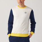 Color Block Pullover // Ecru + Blue + Yellow (L)