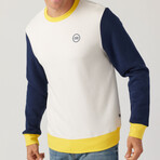 Color Block Pullover // Ecru + Blue + Yellow (L)