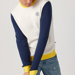 Color Block Pullover // Ecru + Blue + Yellow (L)