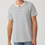 Capri Stripe Short Sleeve Henley // Natural (L)
