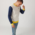 Color Block Pullover // Ecru + Blue + Yellow (L)