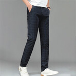 Plaid Chino Pants // Navy Blue (33)