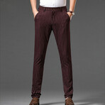 Pinstripe Chino Pants // Burgundy (32)