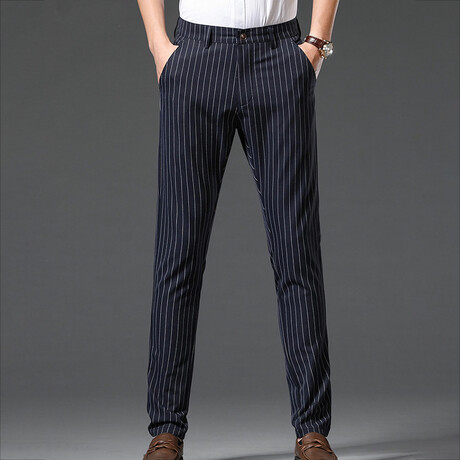 Pinstripe Chino Pants // Navy Blue (30)