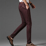 Pinstripe Chino Pants // Burgundy (33)