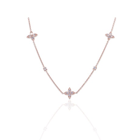 18K Rose Gold Diamond Necklace // 36" // New