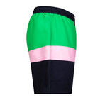 Seahorse Color Block Swim Short // Green + Pink + Navy (3XL)