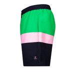 Seahorse Color Block Swim Short // Green + Pink + Navy (3XL)