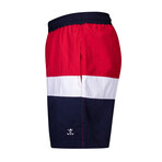 Seahorse Color Block Swim Short // Navy + White + Red (S)