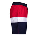 Seahorse Color Block Swim Short // Navy + White + Red (S)