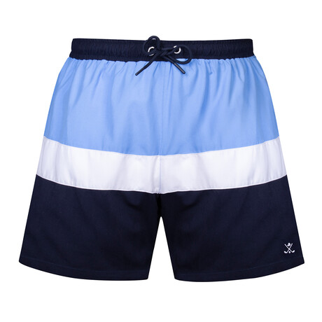 Seahorse Color Block Swim Short // Blue + White + Navy (S)