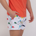 Fisher Dolphin Print Swim Short // White + Multicolor (XL)