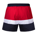 Seahorse Color Block Swim Short // Navy + White + Red (S)