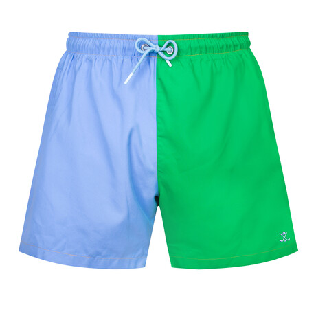 Moss Quad Color Block Swim Short // Blue + Green + Orange + Pink (S)