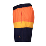 Seahorse Color Block Swim Short // Orange + Yellow + Navy (M)