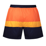 Seahorse Color Block Swim Short // Orange + Yellow + Navy (M)