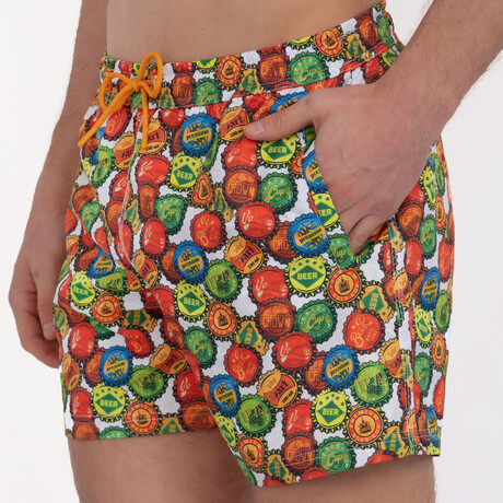 Fisher Bottle Cap Print Swim Short // Multicolor (S)