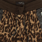 Leopard Print Sherpa Pants // Brown (L)