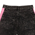 Acid Wash Side Stripes Shorts // Black (32)