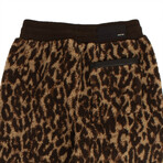 Leopard Print Sherpa Pants // Brown (L)