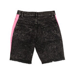 Acid Wash Side Stripes Shorts // Black (31)