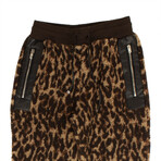 Leopard Print Sherpa Pants // Brown (XS)