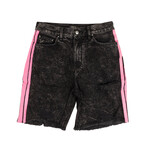 Acid Wash Side Stripes Shorts // Black (31)