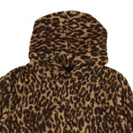 Leopard Polar Hoodie Sweatshirt // Brown (M)