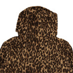 Leopard Polar Hoodie Sweatshirt // Brown (M)