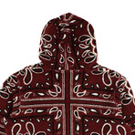 Printed Bandana Hoodie Sweatshirt // Red (S)