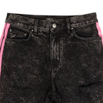 Acid Wash Side Stripes Shorts // Black (29)