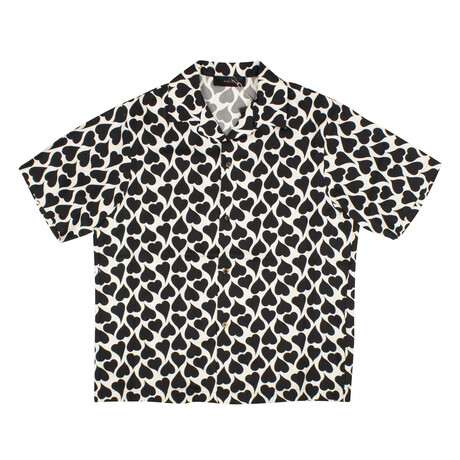 Love Hearts STW Bowling Shirt // Black + White (XS)