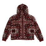 Printed Bandana Hoodie Sweatshirt // Red (S)