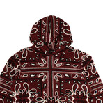 Printed Bandana Hoodie Sweatshirt // Red (M)