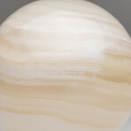 Genuine Polished Gemmy Banded White Onyx 3" Sphere With Acrylic Display Stand