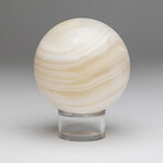 Genuine Polished Gemmy Banded White Onyx 3" Sphere With Acrylic Display Stand