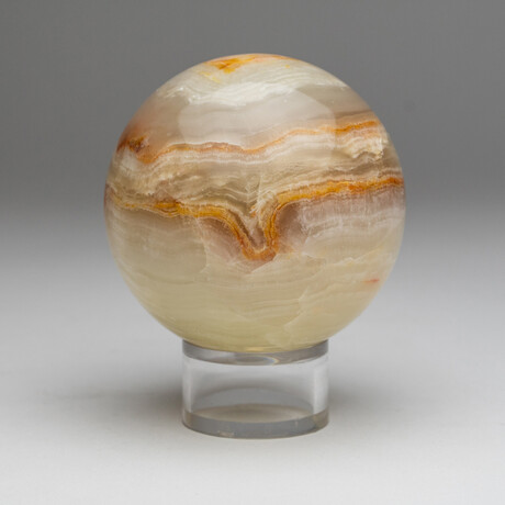 Genuine Polished Gemmy Honey Onyx 3" Sphere With Acrylic Display Stand