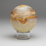 Genuine Polished Gemmy Honey Onyx 3" Sphere With Acrylic Display Stand