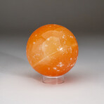 Genuine Natural Orange Selenite Crystal 2.25" Sphere With Acrylic Display Stand