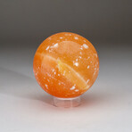 Genuine Natural Orange Selenite Crystal 2.25" Sphere With Acrylic Display Stand