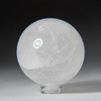 Genuine Polished Crystal Quartz 1.5" Sphere With Acrylic Display Stand