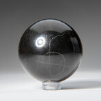 Genuine Polished Black Agate 2" Sphere With Acrylic Display Stand