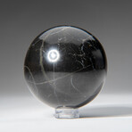 Genuine Polished Black Agate 2" Sphere With Acrylic Display Stand