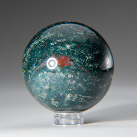 Genuine Polished Bloodstone 1.75" Sphere With Acrylic Display Stand