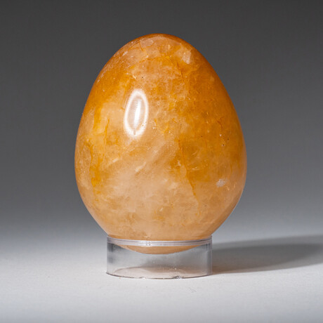 Genuine Polished Lemon Quartz 3" Egg With Acrylic Display Stand