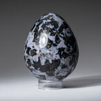 Genuine Polished Indigo Gabro 3.5" Egg With Acrylic Display Stand