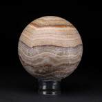 Genuine Polished  Brown Banded Onyx 3" Sphere With Acrylic Display Stand