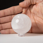 Genuine Polished Crystal Quartz 1.5" Sphere With Acrylic Display Stand