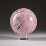Genuine Polished Pink Rhodonite 2.5" Sphere With Acrylic Display Stand